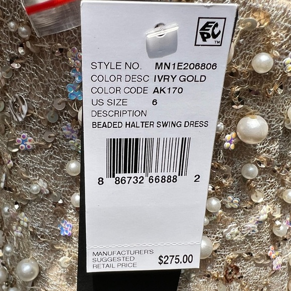 🌻NEW w.tags Adrianna Papell Beaded Halter Party Dress Size 6 | $275 Retail - Picture 14 of 16